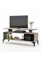 Modern TV Stand, Support Upto 50-Inch TV Media Console with 2 Storage Shelfs-Light Grey
