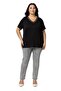 Plus Size V Neck Half Sleeve Collar Lace Black Blouse - 2