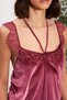 Velvet Satin 3-Piece Women's Pajama Set - 2845 Burgundy - 4