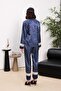 Satin Women's Pajama Set - 1320 Navy Blue - 4