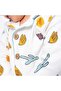 Unisex Ecru Green Orange Leaf Cactus Print Double Breasted Lapel Pajamas Set - 2