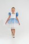 Ruffled Layered Blue Back Bow Detail Tulle Girl's Evening Dress