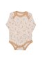 Unisex Brown Beige Leaf Patterned 3-Piece Bodysuit Set - 4