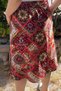 Women's Colorful Red Pocket Midi Summer Skirt 12D-5069 - 3
