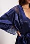 Satin Lace Women's Nightgown and Dressing Gown Set - 4510 Navy Blue - 2