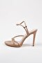 Women's Summer 10 cm Thin Heeled Shoes and Bag Set Nude - 7