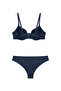 Aria Patterned Supported Navy Blue Bra Set - 5