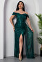 Off-Shoulder Drawstring Sequin Evening Dress13457 - 4