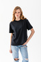 T-Shirt, Short-Sleeved Oversized T-Shirt, Cotton Black Crew Neck Oversized T-Shirt, Women's T-Shirt. - 2