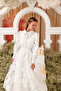 Special Design Embossed Textured Organza Evening Dress White - 5