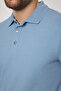 Frank Men's Blue 100% Cotton Pique Knitted Stretch Fabric Slim Fit Long Sleeve Polo T-Shirt - 2