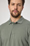 Fonte Men's Green 100% Cotton Pique Knitted Stretchy Fabric Slim Fit Long Sleeve Polo T-Shirt - 2
