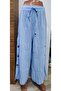 Muslin Cotton Large Wooden Button Large Size Designer Pants