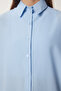 Women's Sky Blue Oversized Long Basic Shirt DD00842 - 5