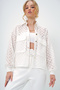 Women's White Double Pocket Gold Button Detailed Scalloped Jacket Alc-X13434 - 3