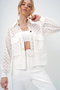 Women's White Double Pocket Gold Button Detailed Scalloped Jacket Alc-X13434 - 5