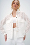 Women's White Double Pocket Gold Button Detailed Scalloped Jacket Alc-X13434 - 2