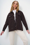 Bitter Brown Double Pocket Denim Jacket with Tassel Detail Alc-X13463 - 4