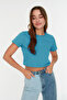 Navy Blue-Turquoise 2-Pack 100% Cotton Crop Crew Neck Knitted T-Shirt Twoss20Ts1480 - 4