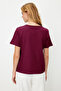 Koyu Vişne %100 Pamuk Basic Bisiklet Yaka Örme T-Shirt TWOSS23TS00000 - 6