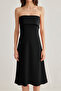 Black Strapless a Line/Bell Cut Midi Knitted Dress Twoss25El00070 - 4