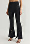 Black Accessory Detailed Woven Trousers Tprss25Pl00002 - 3
