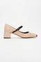 Apena Beige Skin-Black Patent Leather Women's Short Heeled Shoes - 4