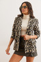 Women's khaki leopard print blazer with flap pockets and lining ckt-19000403 - 3