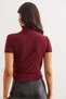 Women's Burgundy Draped Detail Short Sleeve Flowy Blouse Blz- 19002672 - 5