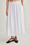 White Flared Maxi Elastic Waist Woven Skirt Twoss25Et00017 - 3