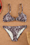 Zebra Desenli Aksesuarlı Bralette Kaplı Regular Normal Bel Bikini Takımı TBESS25BT00054 - 5