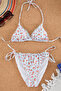 Çiçek Desenli Dantel Detaylı Üçgen Kaplı Brazilian Düşük Bel Bikini Takımı TBESS25BT00077 - 5