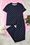 Lacivert Kalp Desenli Örme Pijama Takımı TBBSS25AI00023 - 6
