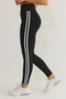 Siyah Beyaz Şerit Detaylı Tam Boy Toparlayıcı Örme Spor Tayt THMSS25TY00005 - 3
