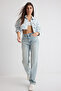 Açık Mavi Yüksek Bel Straight Düz Kesim %100 Pamuk Non-Stretch Jeans TWOSS25JE00084 - 5