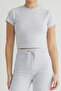 Gri Melanj Fitted/Vücuda Oturan Esnek  Örme Alt - Üst Takım TWOSS25AU00053 - 3