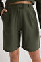 Haki Keten Görünümlü Regular Boy Dokuma Şort & Bermuda TWOSS25SR00030 - 4