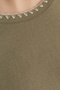 Haki %100 Pamuk Kontrast Dikiş Detaylı Basic Bisiklet Yaka Örme T-Shirt TWOSS19AD0085 - 4