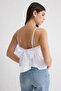 Beyaz Sırtta Kurdele Bağlama Detaylı Askılı Crop Dokuma Bluz TWOSS25BZ00120 - 5