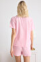 Pembe Kalp Nakışlı Biye Detaylı Viskon Şortlu Dokuma Pijama Takımı THMSS25PT00002 - 5