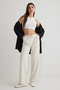 Beyaz Bağcıklı Düşük Bel Wide Leg/Geniş Paça Dokuma Pantolon TWOSS25PL00042 - 2