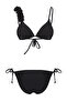 Siyah Üçgen Kaplı Çiçek Aplikeli Regular Bikini Takımı TBESS25BT00081 - 6
