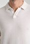 Slim Polo Collar Waffle Men's Regular Fit Polo Collar T-Shirt 100% Cotton