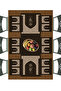 Ramadan Table Runner + 6 item(s) Placemat / Table Set / Stain Resistant and Washable Micro Honeycomb Fabric