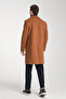 Tan Comfort Fit Long Barbary Collar Lined Cashmere Coat - 3