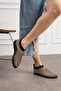Women's Black Mesh Stone Detailed Elastic Oliva Model Flat Sole Slippers Sandals - 4