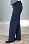 Elastic waist wide leg women's sweatpants 8015 navy blue - 2