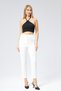 Women's High Waist Pocket Detailed Narrow Leg Ankle Length Fabric Trousers White - 8