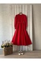 Long Red Poplin Flared Dress - 3