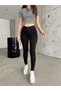 Women's Black High-Waisted Ankle-Length Skinny Stretch Fabric Pants